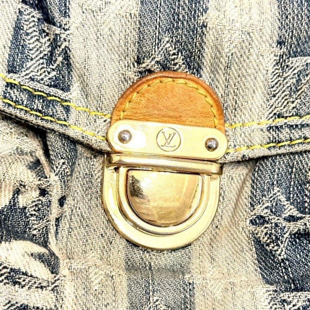 Authentic Louis Vuitton Denim Mini Pleaty Vintage Pouch Pochette Bag Monogram