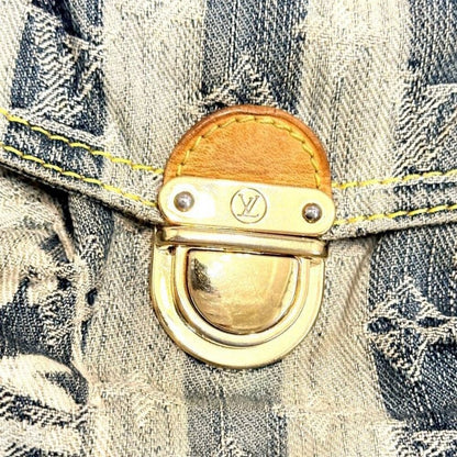 Authentic Louis Vuitton Denim Mini Pleaty Vintage Pouch Pochette Bag Monogram