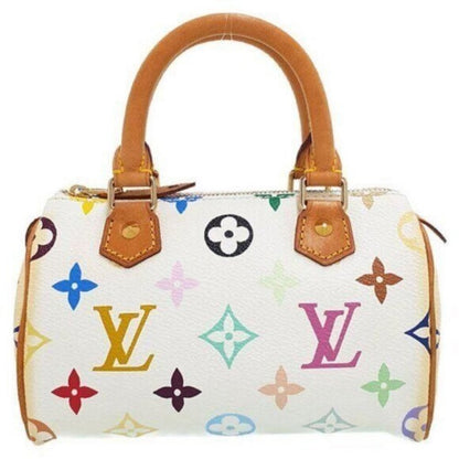 Authentic Louis Vuitton Mini Nano Speedy Monogram Multicolor Sac Bag HL White
