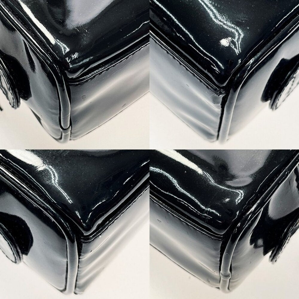 Authentic CHANEL CC Patent Leather Vanity Cosmetic Makeup Case Pouch Black Bag