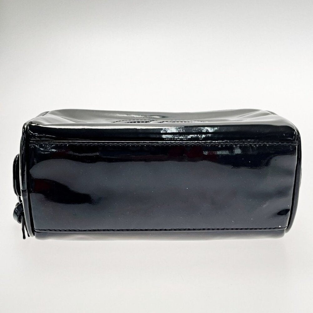 Authentic CHANEL CC Patent Leather Vanity Cosmetic Makeup Case Pouch Black Bag