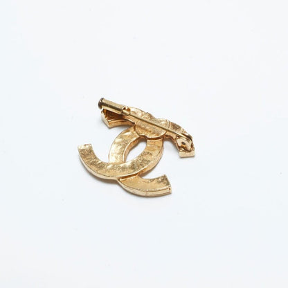 Chanel Brooch CC Vintage Gold Pin Rhinestone Crystal