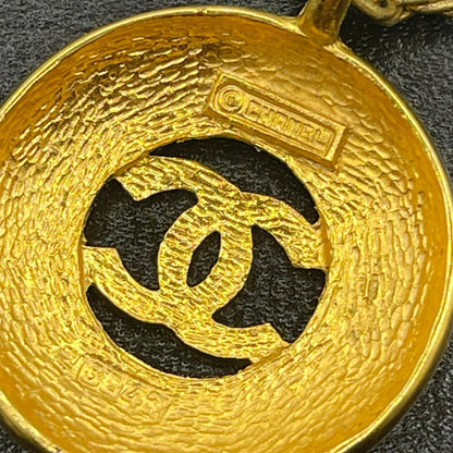 Chanel CC Vintage 24K Gold Necklace Chain Paris Medallion Pendant