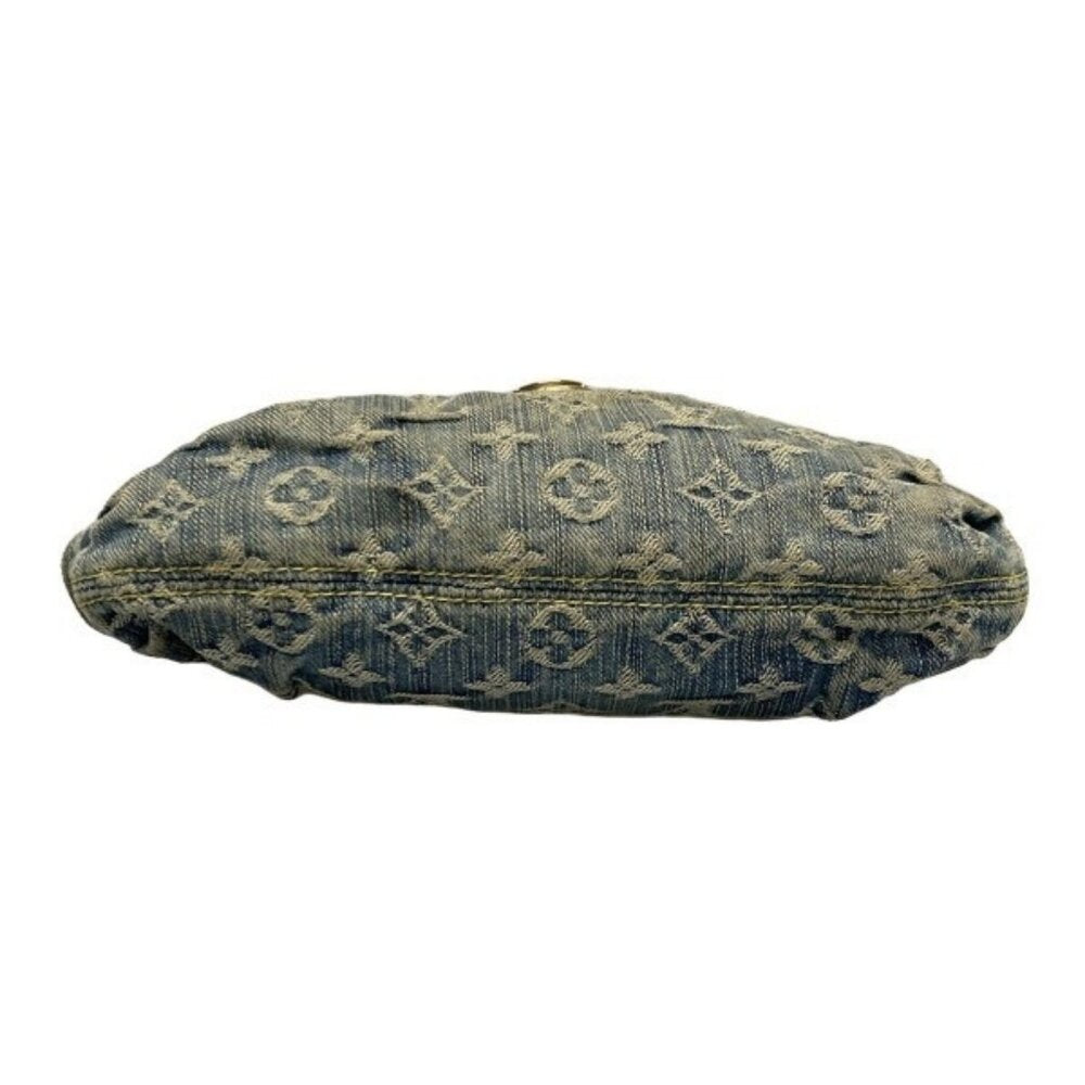 Authentic Louis Vuitton Denim Mini Pleaty Vintage Pouch Pochette Bag Monogram LV