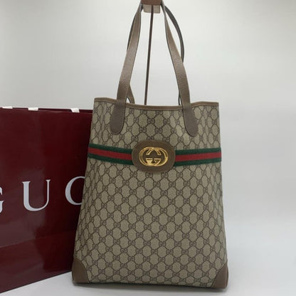 Authentic Gucci GG Marmont Sherry Large Tote Canvas Ophidia Shoulder Bag Handbag