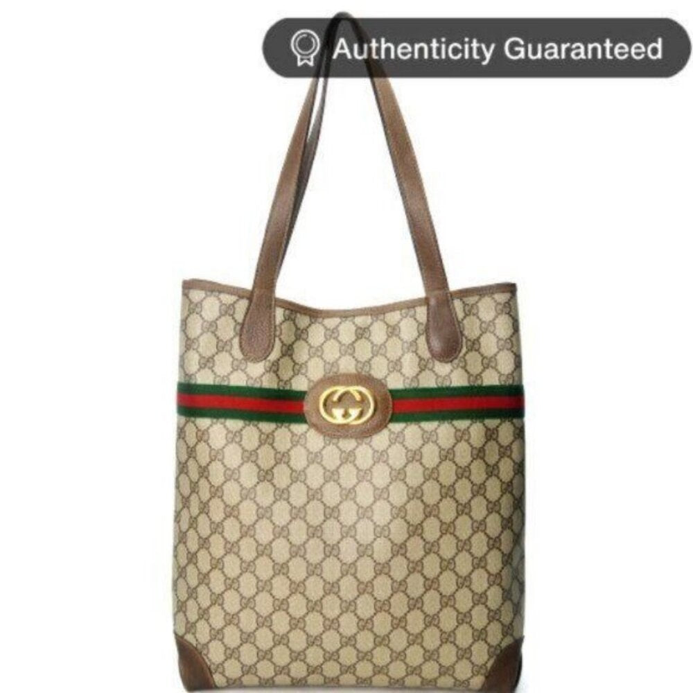 Authentic Gucci GG Marmont Sherry Large Tote Canvas Ophidia Shoulder Bag Handbag