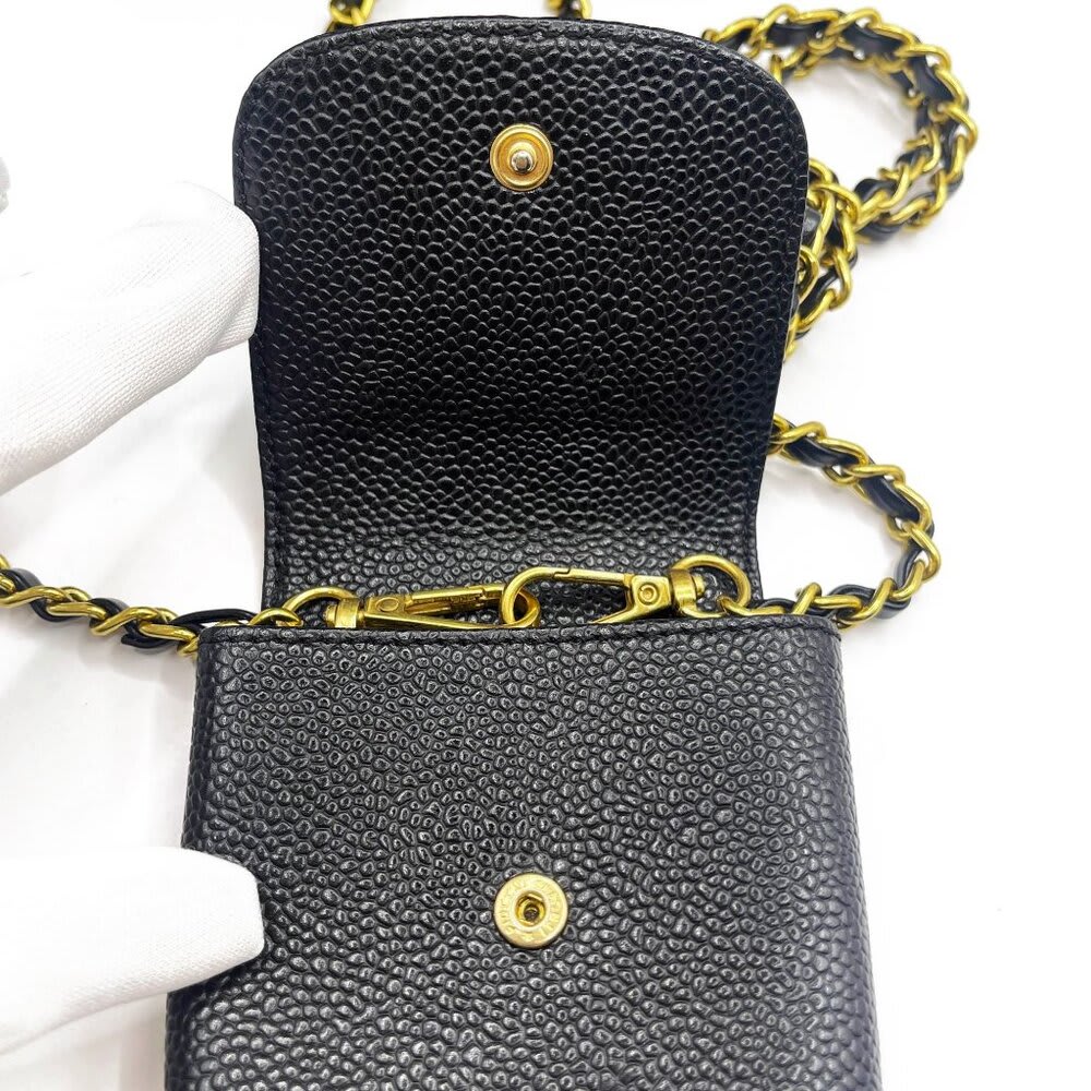Chanel Vintage Mini Flap Bag Caviar Pouch Cigarette Case Crossbody