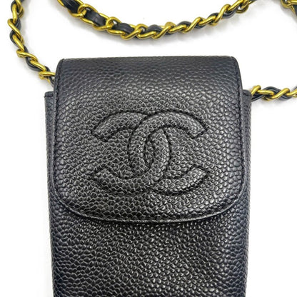 Chanel Vintage Mini Flap Bag Caviar Pouch Cigarette Case Crossbody