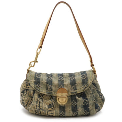 Authentic Louis Vuitton Denim Mini Pleaty Vintage Pouch Pochette Bag Monogram