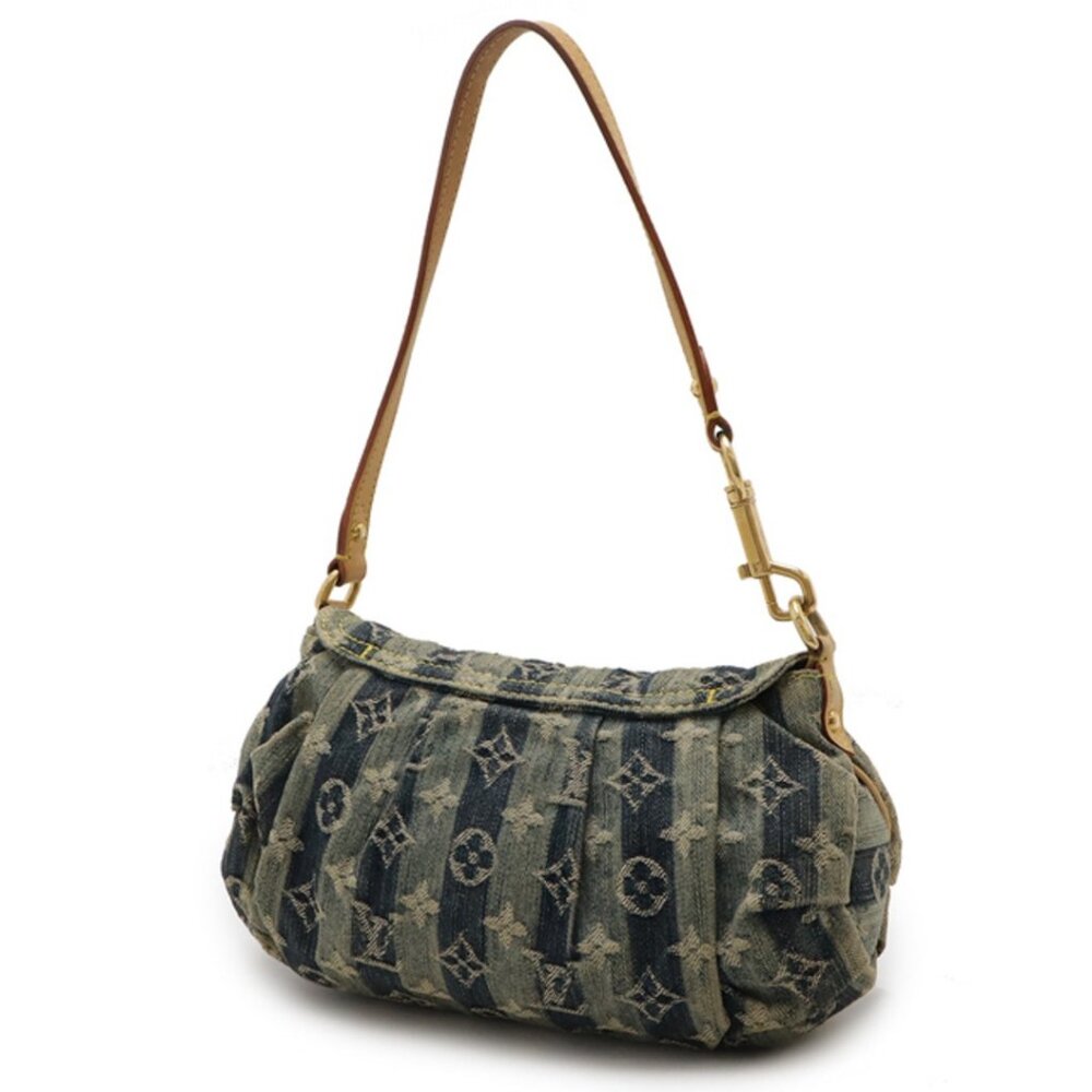 Authentic Louis Vuitton Denim Mini Pleaty Vintage Pouch Pochette Bag Monogram