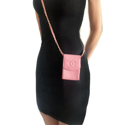 Chanel Vintage Mini Flap Caviar Leather Pouch Cigarette Case Crossbody
