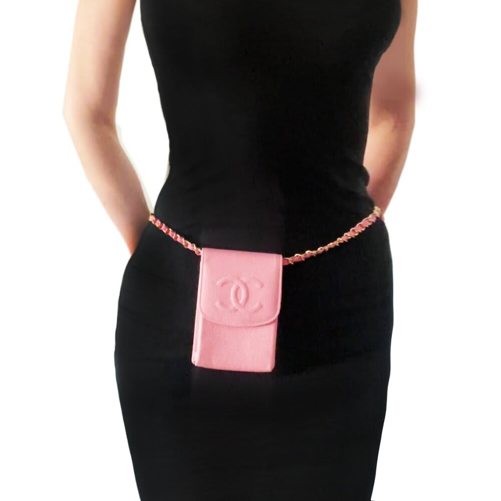 Chanel Vintage Mini Flap Caviar Leather Pouch Cigarette Case Crossbody