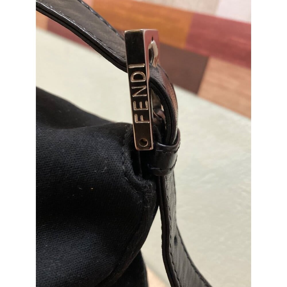 Fendi Mamma Zucca Bucket Baguette Shoulder Flap Bag Black Purse Tote