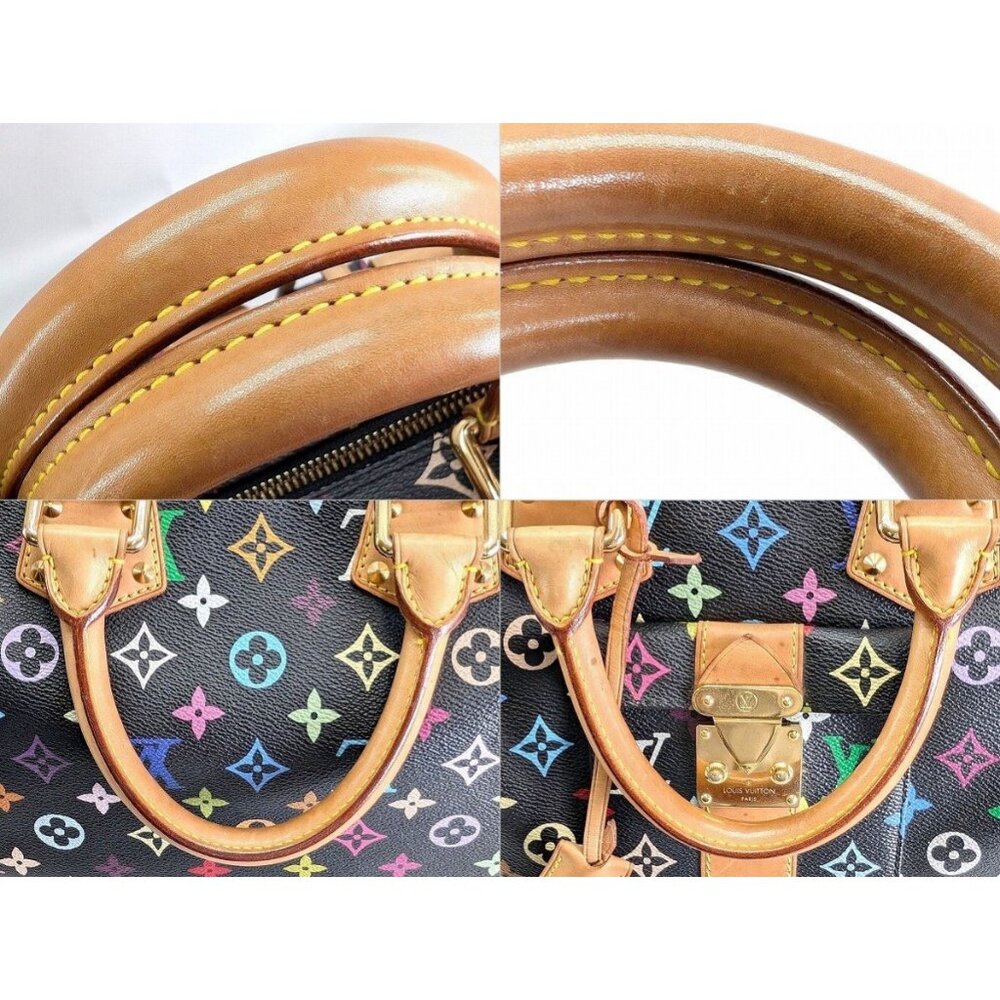Authentic Louis Vuitton Speedy 30 Monogram Multicolor Sac Bag Black Tote Handbag