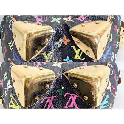 Authentic Louis Vuitton Speedy 30 Monogram Multicolor Sac Bag Black Tote Handbag