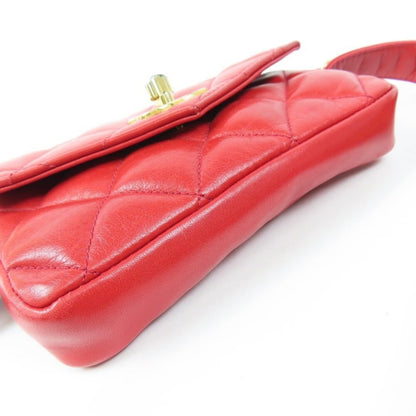 Chanel Chanel CC Vintage Quilted Lambskin Waist Pouch Bum Bag Leather Red