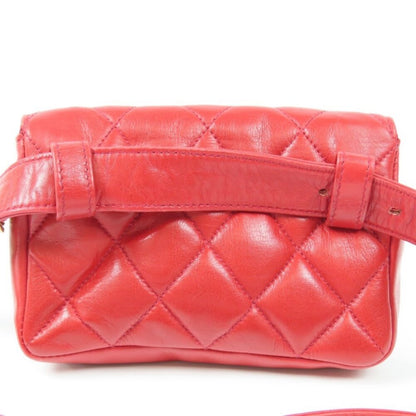 Chanel Chanel CC Vintage Quilted Lambskin Waist Pouch Bum Bag Leather Red