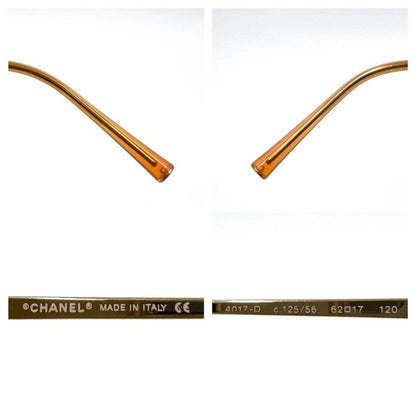 Chanel Vintage Sunglasses Rhinestone CC Logo Rimless Gradient Gold Tint