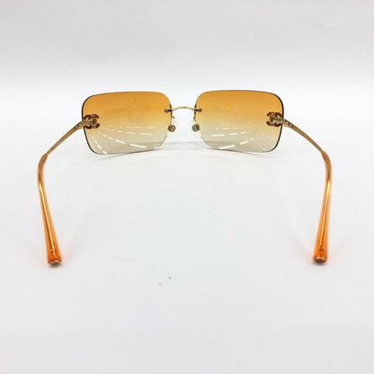 Chanel Vintage Sunglasses Rhinestone CC Logo Rimless Gradient Gold Orange