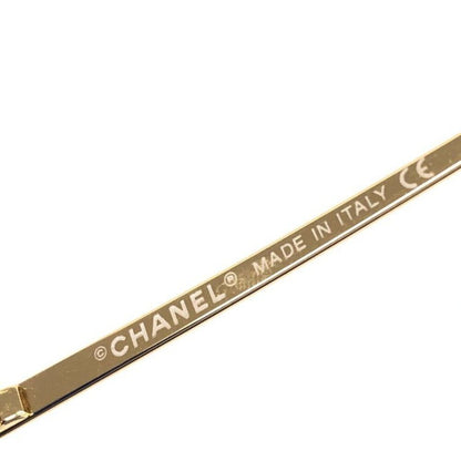Chanel Vintage Sunglasses Rhinestone CC Logo Rimless Gradient Gold Orange