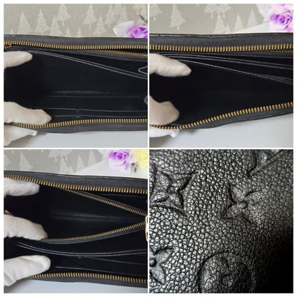 Louis Vuitton Monogram Empreinte Leather Zippy Long Wallet Black