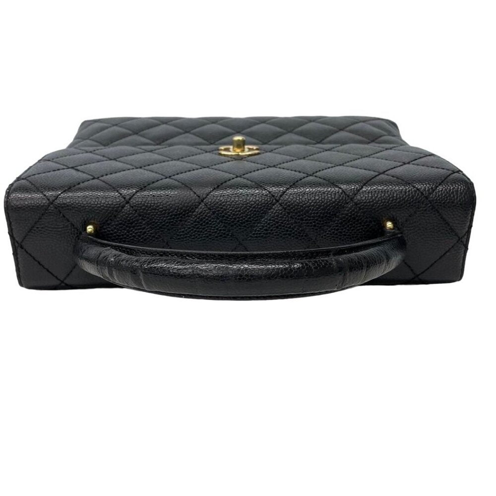 Authentic Chanel 24k CC Caviar Vintage Kelly Quilted Flap Bag Black Purse Handle