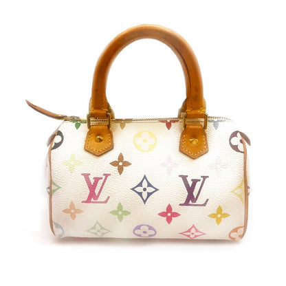 Authentic Louis Vuitton Mini Nano Speedy Monogram Multicolor Sac Bag HL White
