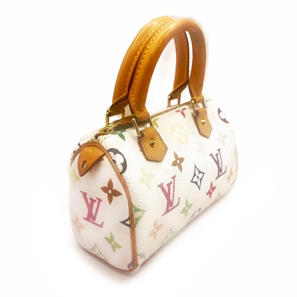 Authentic Louis Vuitton Mini Nano Speedy Monogram Multicolor Sac Bag HL White