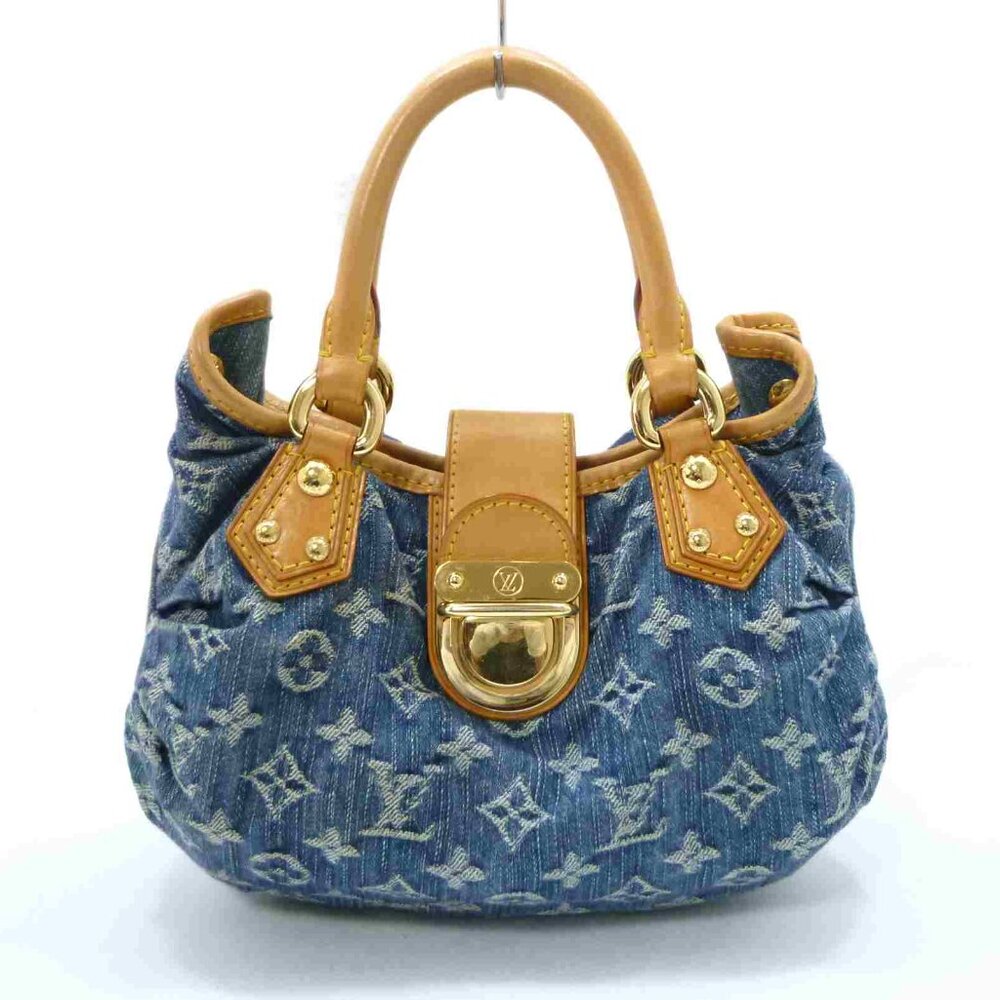 Authentic Louis Vuitton Denim Pleaty Monogram Vintage Pouch Pochette Hand Bag