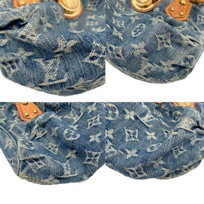 Authentic Louis Vuitton Denim Pleaty Monogram Vintage Pouch Pochette Hand Bag