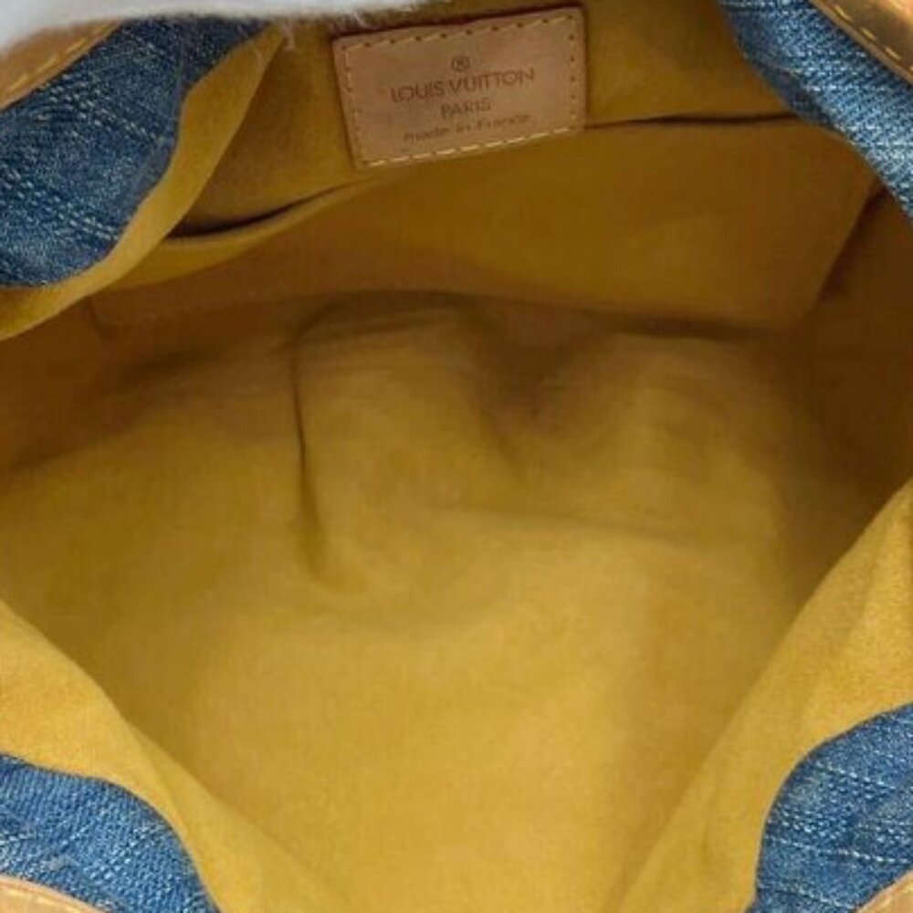 Authentic Louis Vuitton Denim Pleaty Monogram Vintage Pouch Pochette Hand Bag
