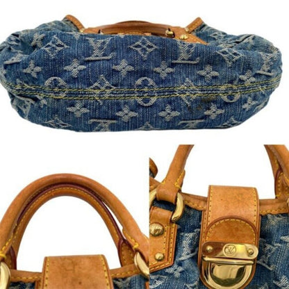 Authentic Louis Vuitton Denim Pleaty Monogram Vintage Pouch Pochette Hand Bag