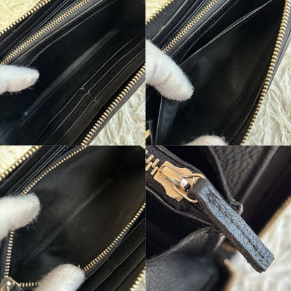 Authentic GUCCI Pebbled Calfskin Soho Zip Around Wallet Black Tassel Zippy