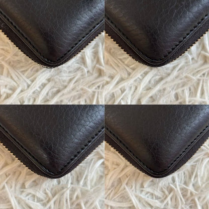 Authentic GUCCI Pebbled Calfskin Soho Zip Around Wallet Black Tassel Zippy