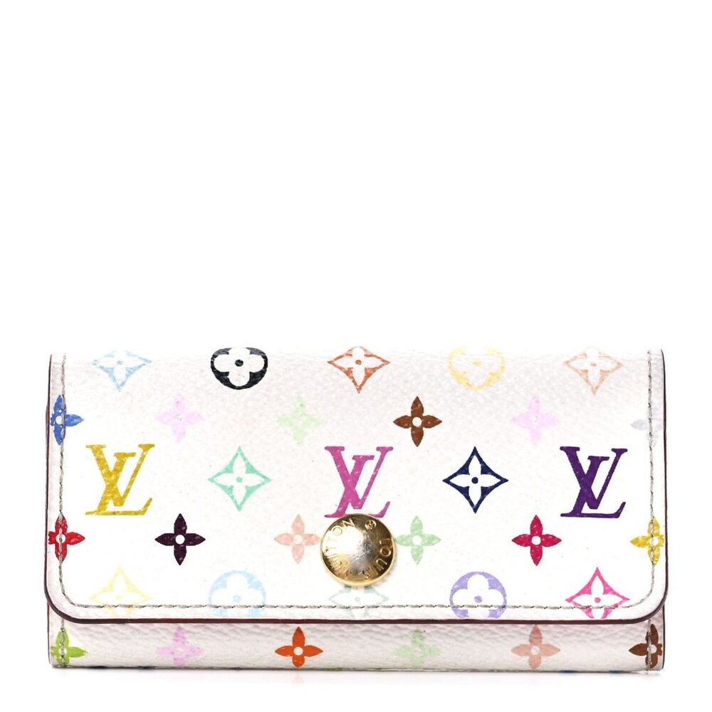 Authentic Louis Vuitton Multicolor Monogram Multicles 4 Key Holder Case White