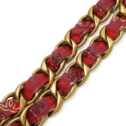 Chanel Coco Mark Tote Bag Chain Shoulder Cotton Red Red White White Gold