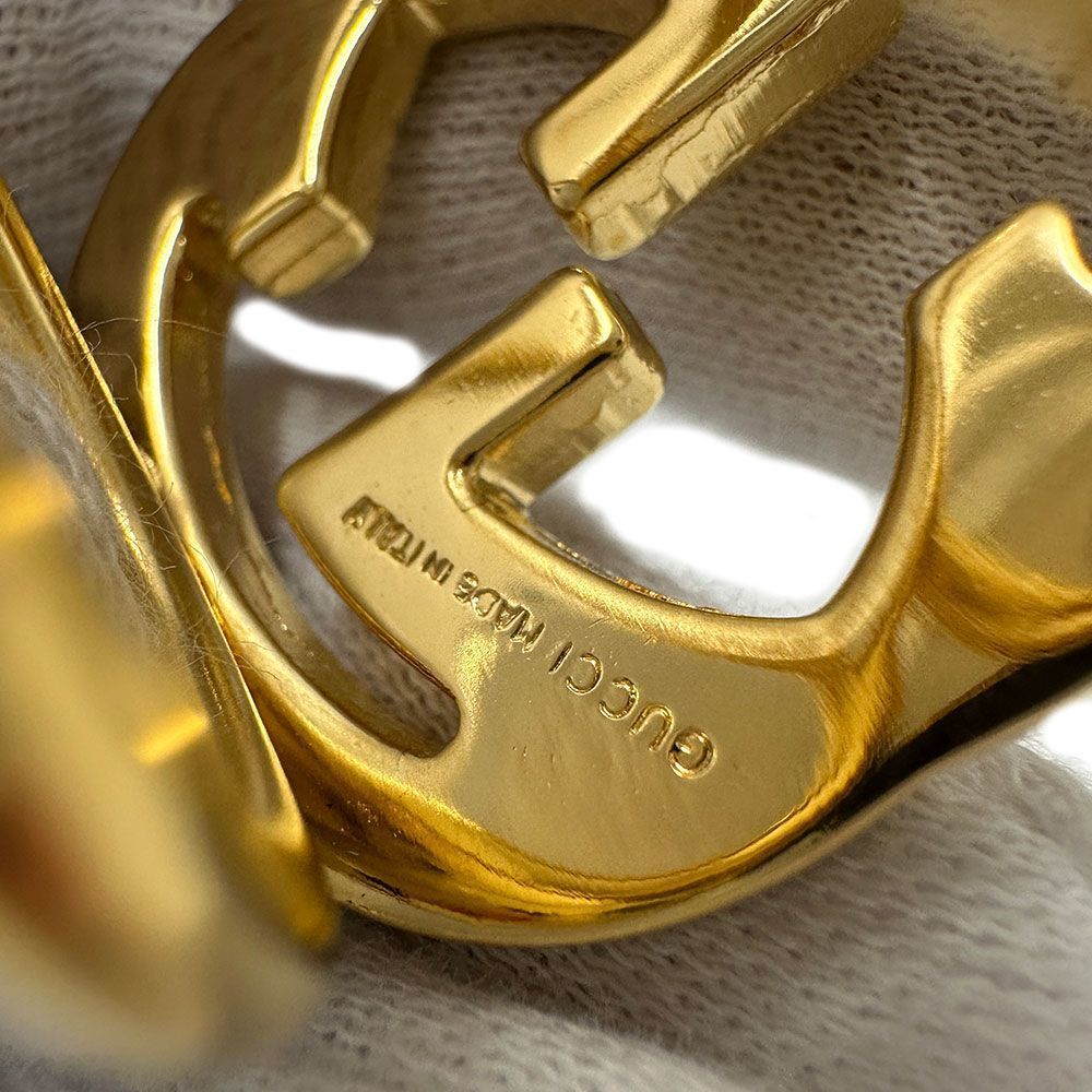 Gucci Scarf Ring Ladies Men's Brand GP Interlocking Gold Approx 19 Fashionable