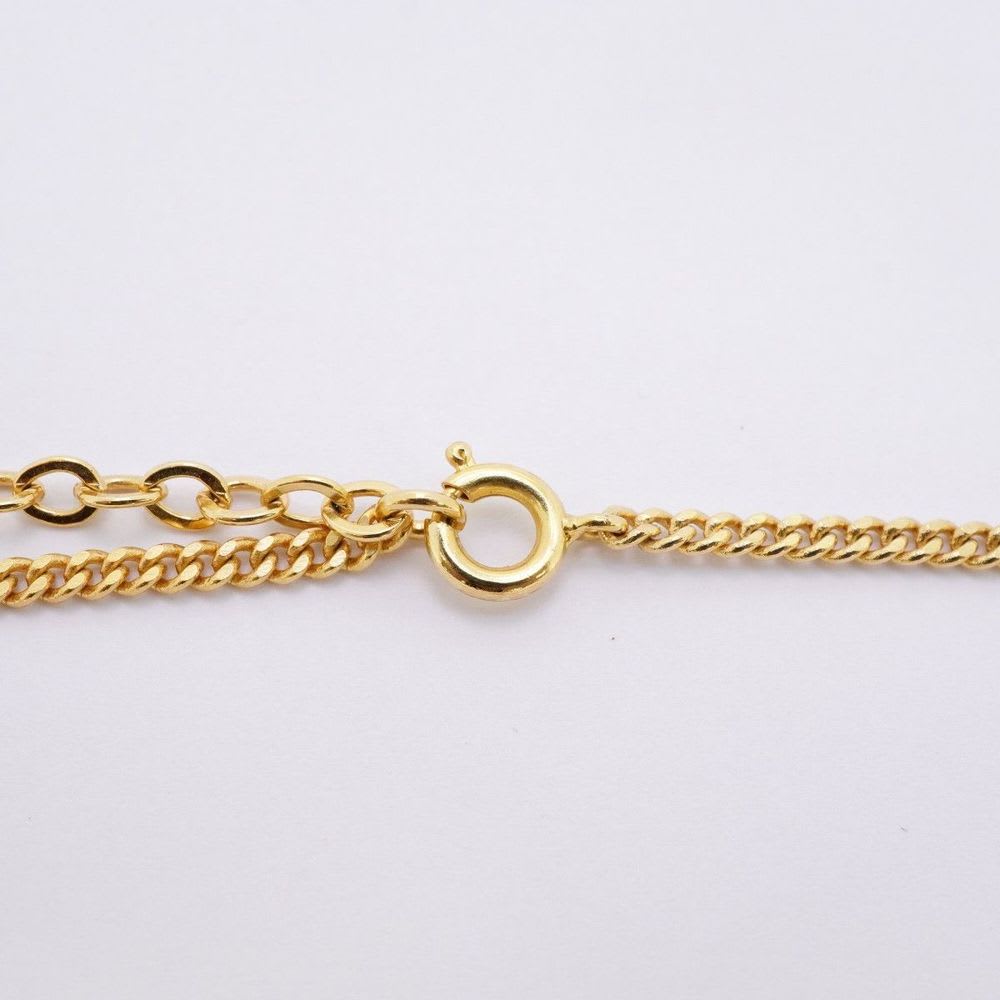 Christian Dior Necklace CD Logo GP Plated Rhinestone Gold Ladies