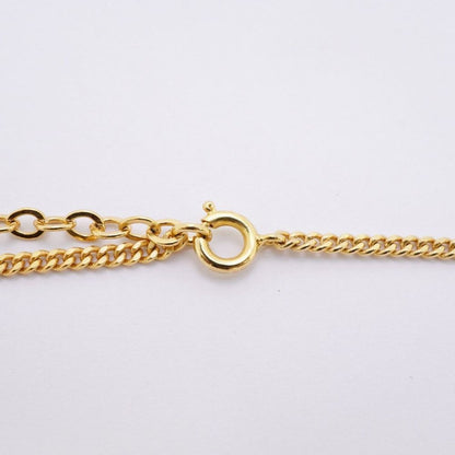 Christian Dior Necklace CD Logo GP Plated Rhinestone Gold Ladies