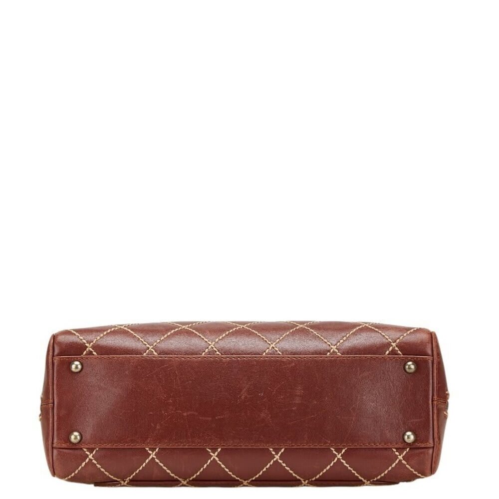 Chanel CC Wild Stitch Vintage Quilted Bowler Hand Bag Lambskin