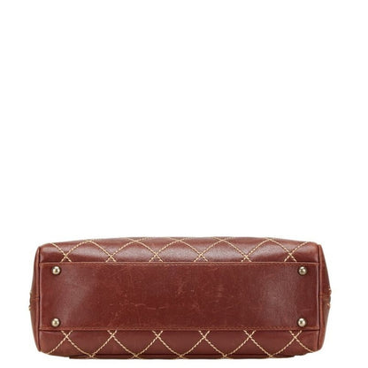 Chanel CC Wild Stitch Vintage Quilted Bowler Hand Bag Lambskin