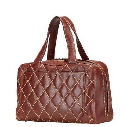 Chanel CC Wild Stitch Vintage Quilted Bowler Hand Bag Lambskin