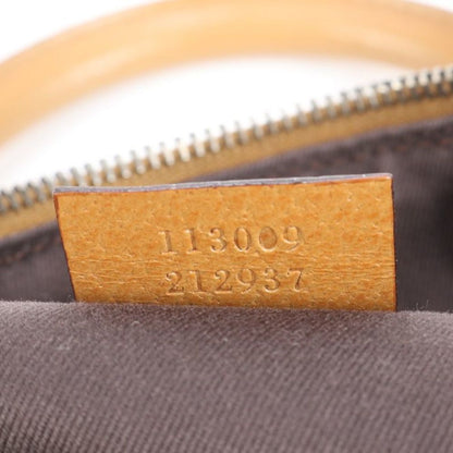 Gucci GG Sherry Pink Mini Boston Leather Handbag Tote Silver HW Canvas Women's