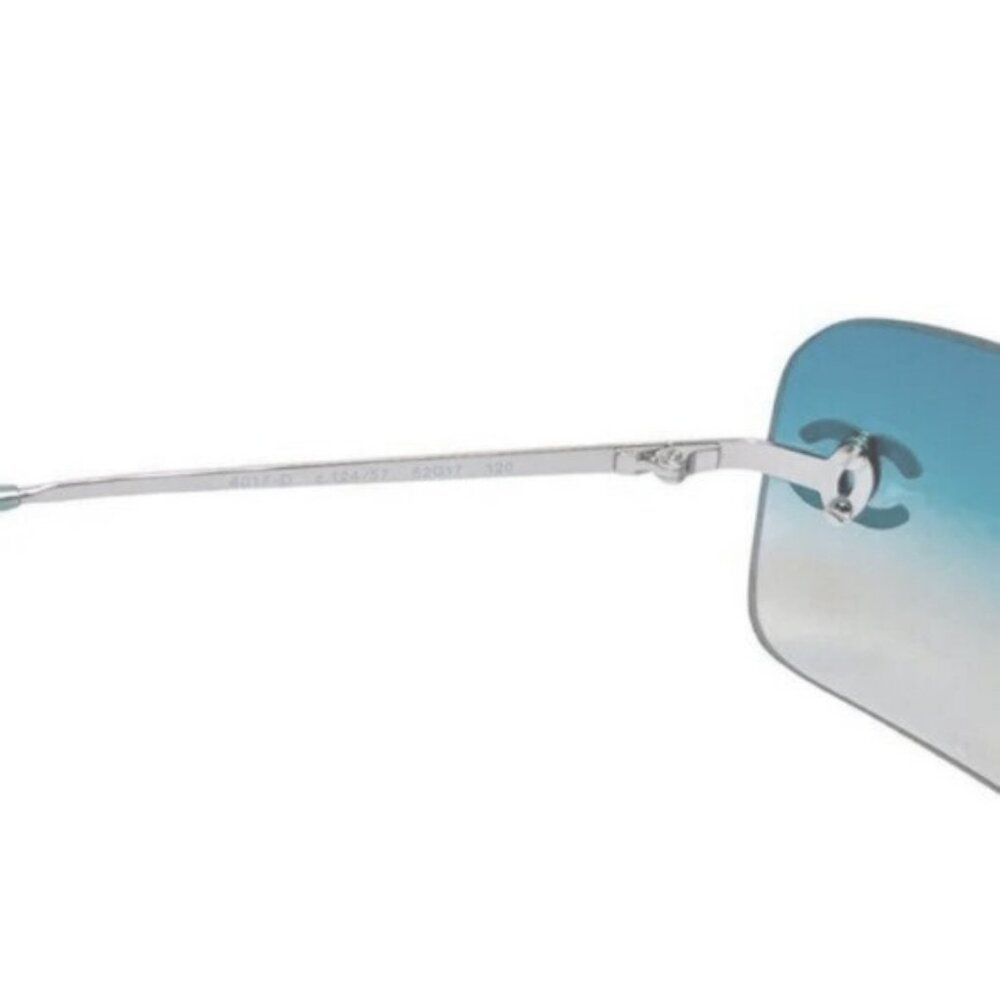 RARE Chanel Vintage Sunglasses Rhinestone Crystal CC Logo Rimless Gradient Blue