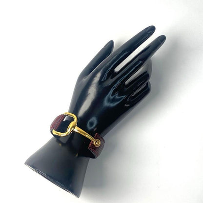 Gucci Horsebit Leather Bracelet Bangle Gold Hardware
