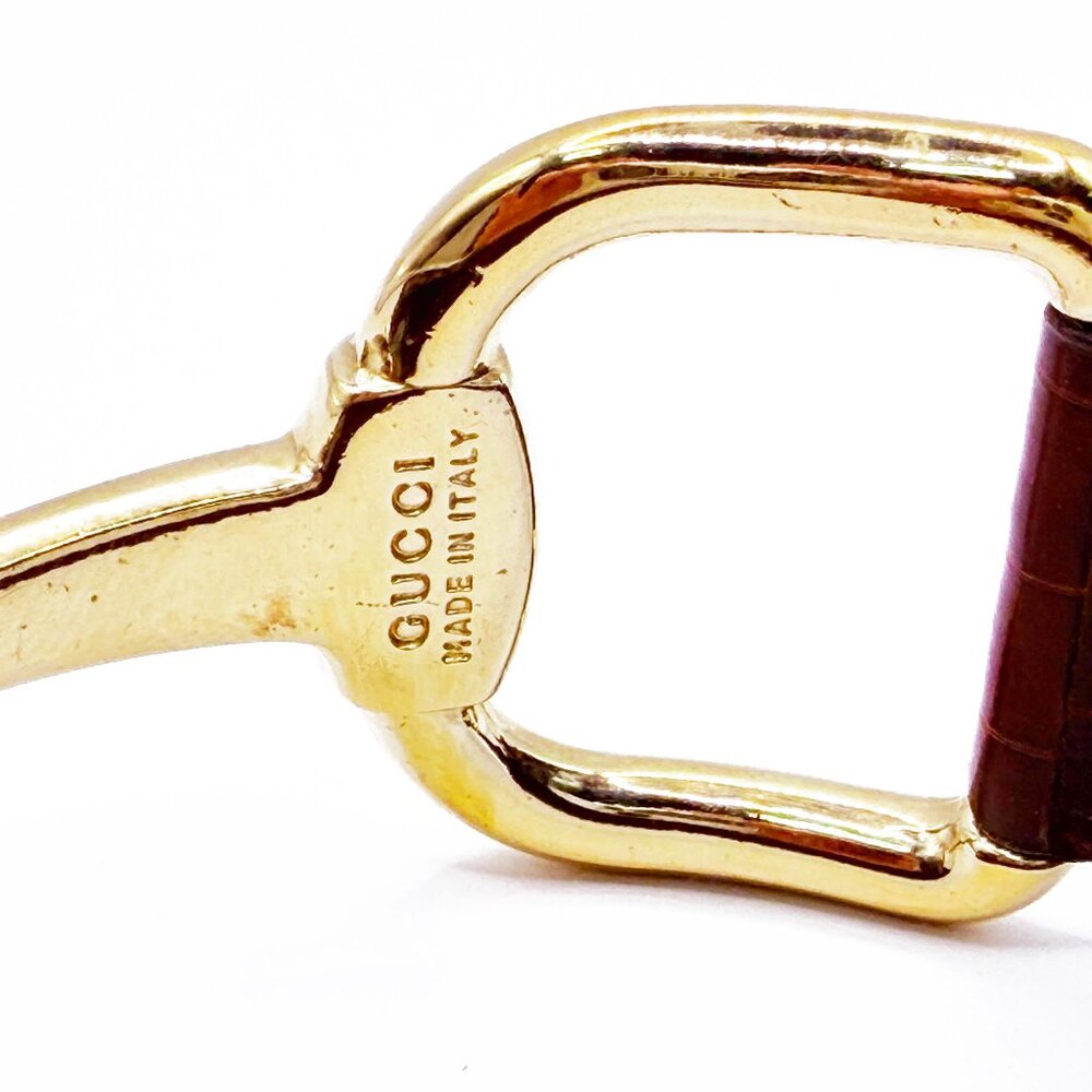 Gucci Horsebit Leather Bracelet Bangle Gold Hardware