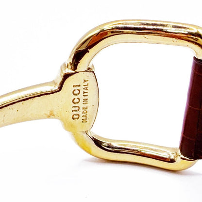 Gucci Horsebit Leather Bracelet Bangle Gold Hardware