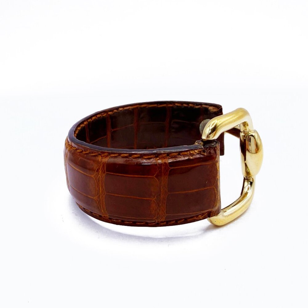 Gucci Horsebit Leather Bracelet Bangle Gold Hardware