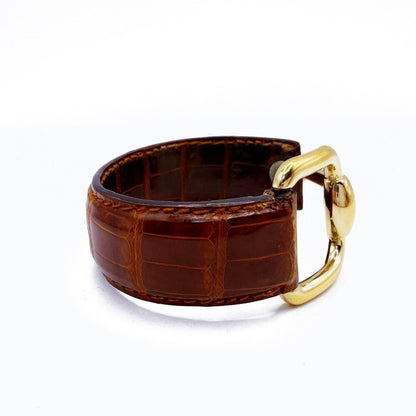 Gucci Horsebit Leather Bracelet Bangle Gold Hardware