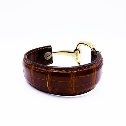 Gucci Horsebit Leather Bracelet Bangle Gold Hardware